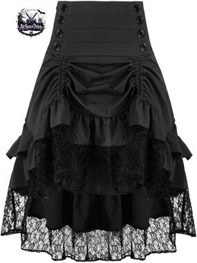 Asymmetrical Ruffled Steampunk Skirt High Low Renaissance Style